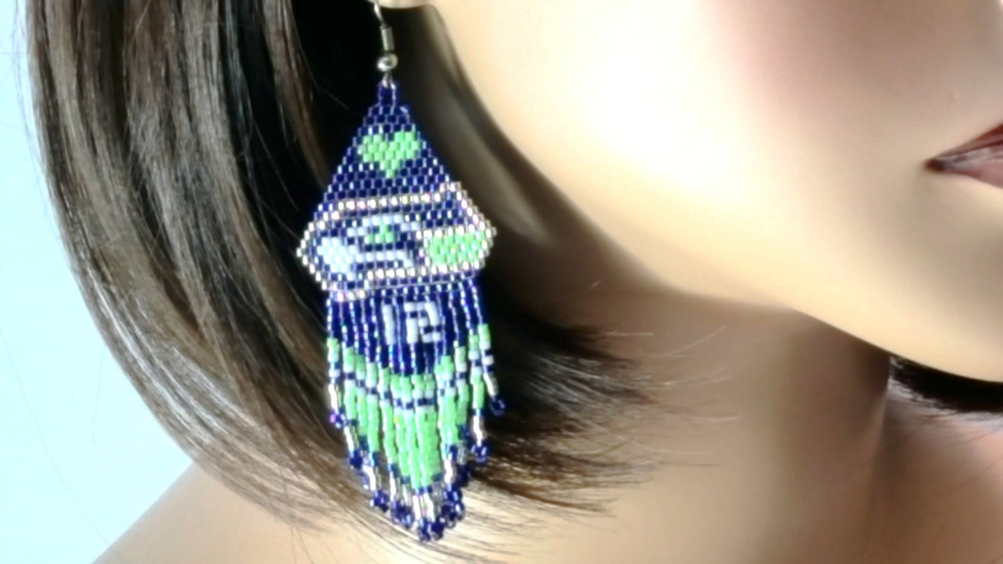 Beaded Seattle Football Earrings