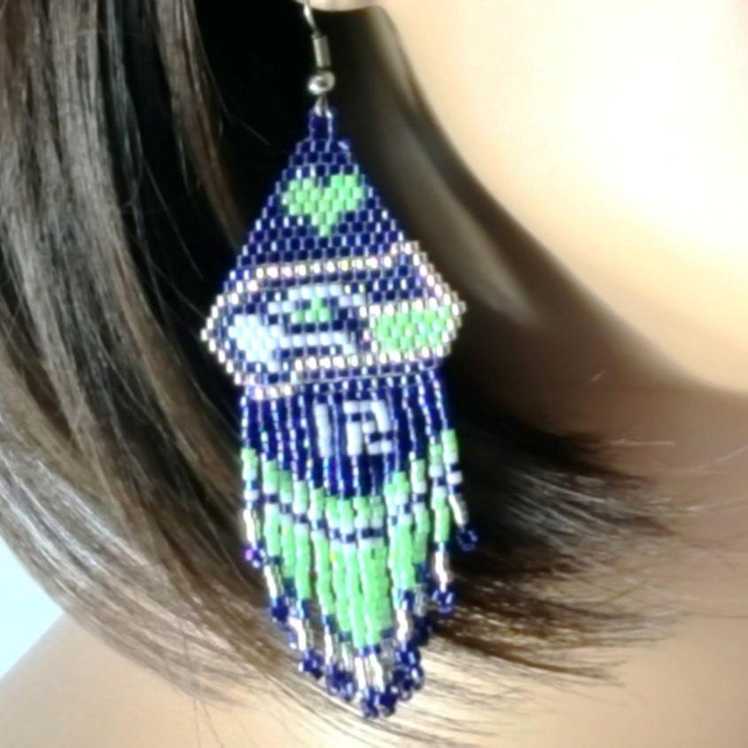 NATIVE shops beaded seahawks earrings