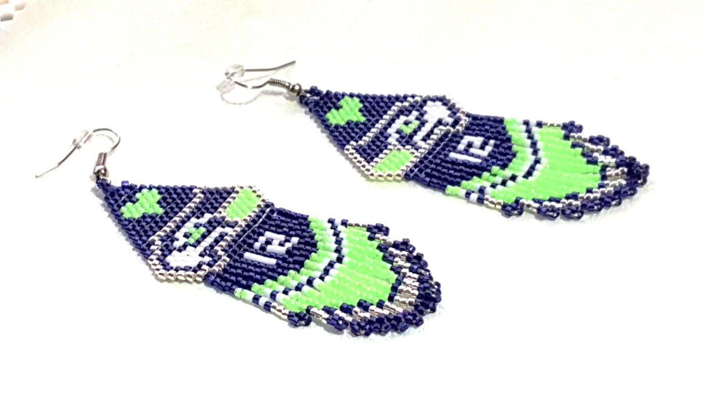 Beaded Seattle Football Earrings