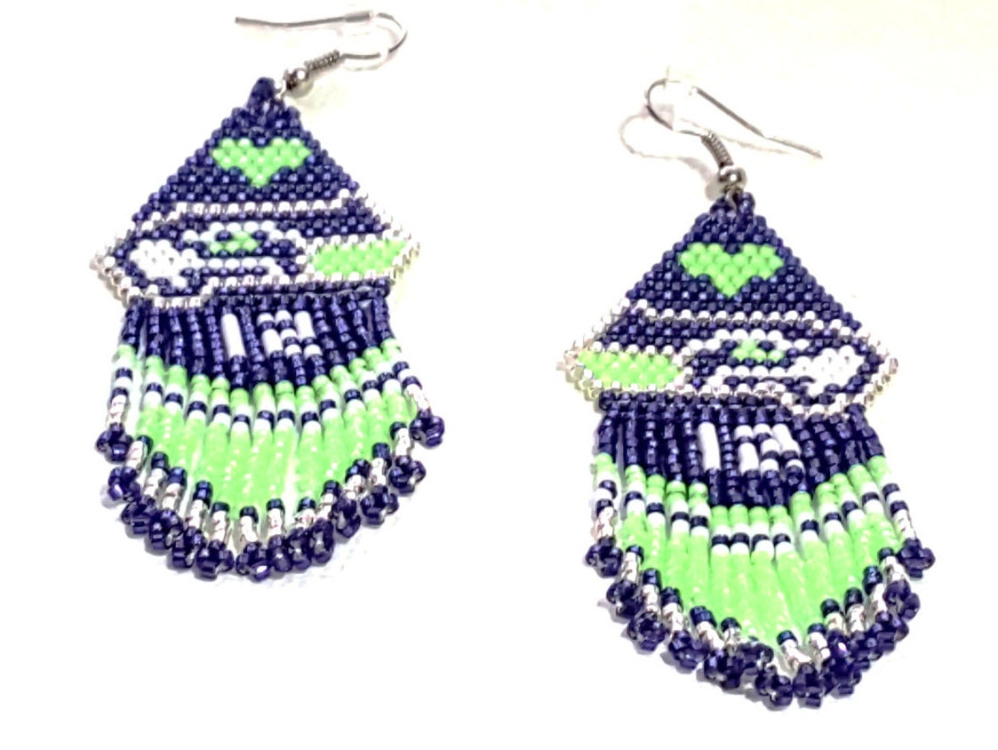 Beaded Seattle Football Earrings