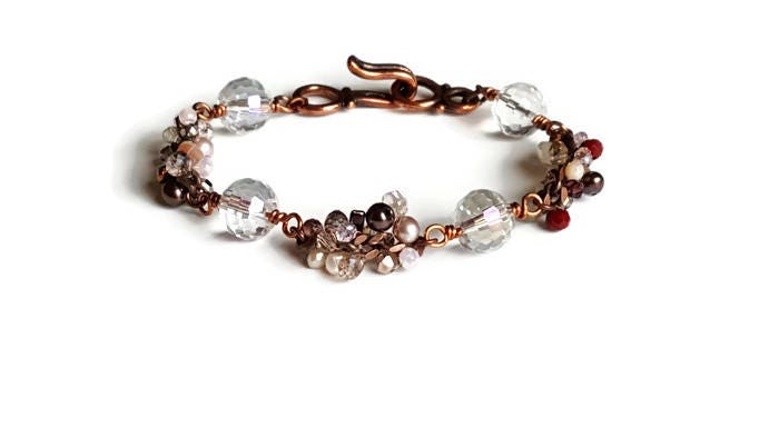 Rose Crystal Nugget Bracelet