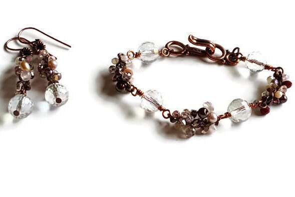 Rose Crystal Nugget Bracelet