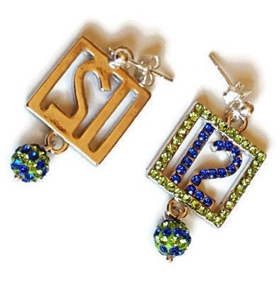 Seattle 12 Fan Earrings, Seattle Sports Jewelry, Seattle Sports Earrings, Sports Bling, Blue Friday, 12th Man, 12th Woman, Seattle Fan Studs