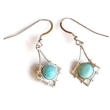 Imperial Crown Turquoise Earrings - Sterling Silver Drop Earrings