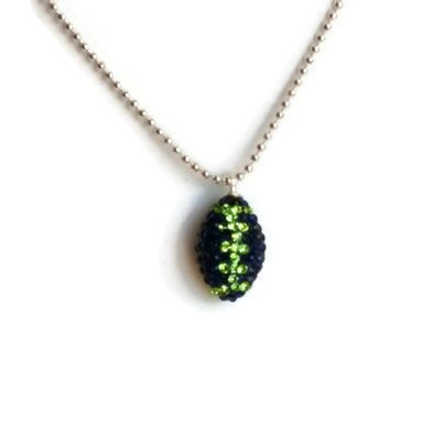 Seahawks Football Pendant - Montana Blue & Peridot Green Necklace
