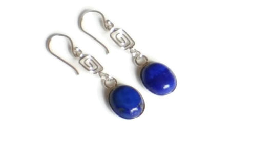 Lapis Lazuli Sterling Silver Drop Earrings - Natural Gemstone
