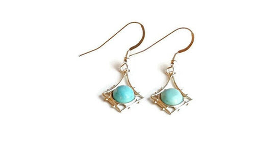 Imperial Crown Turquoise Earrings - Sterling Silver Drop Earrings
