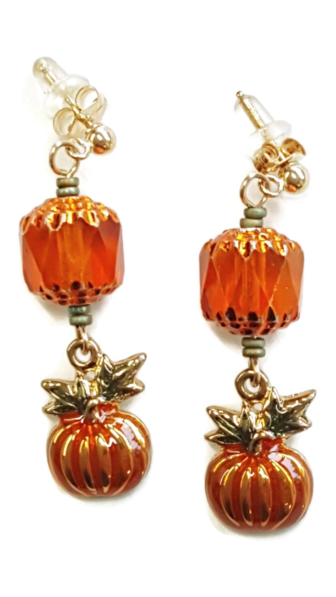 Fall Pumpkin Drop Earrings