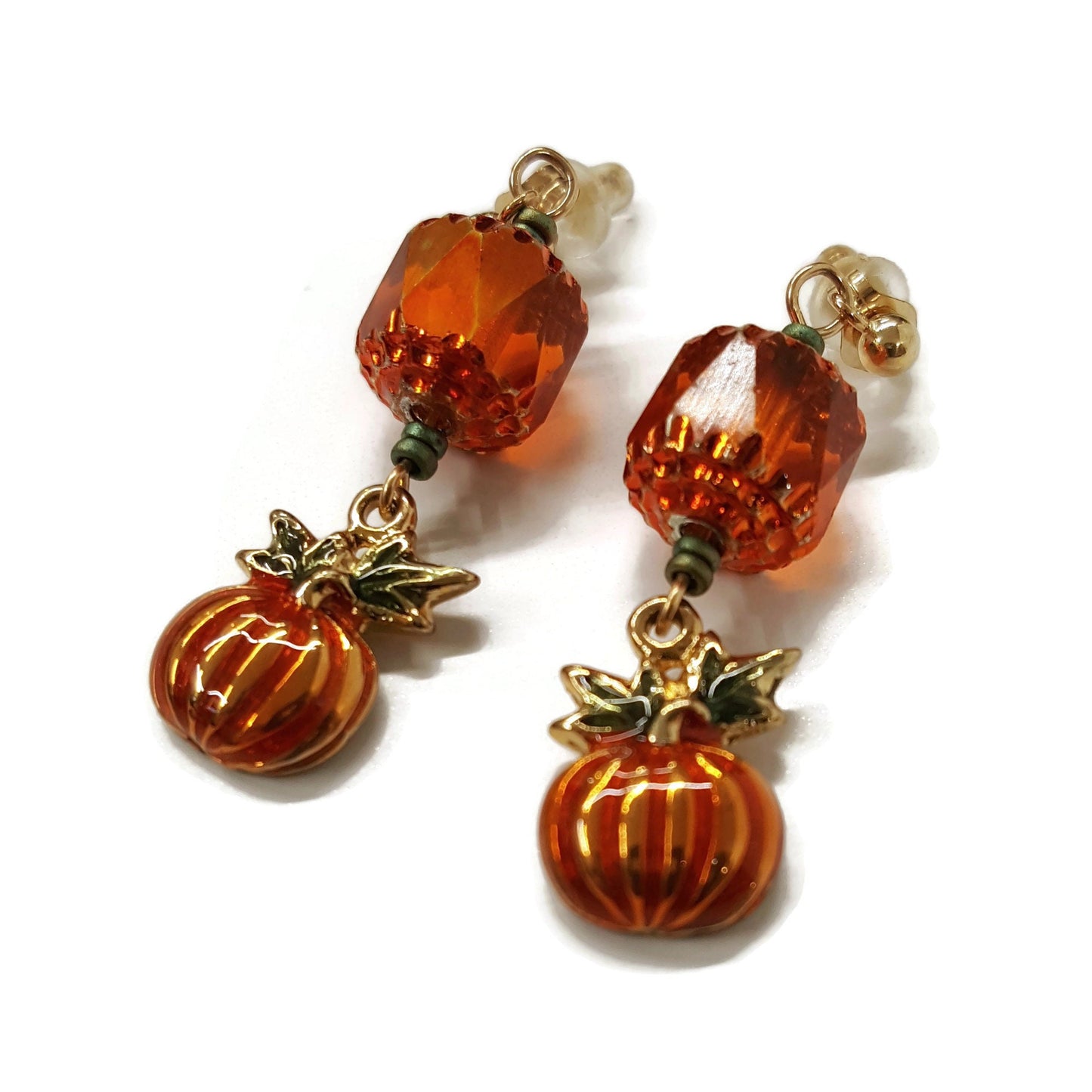 Fall Pumpkin Drop Earrings
