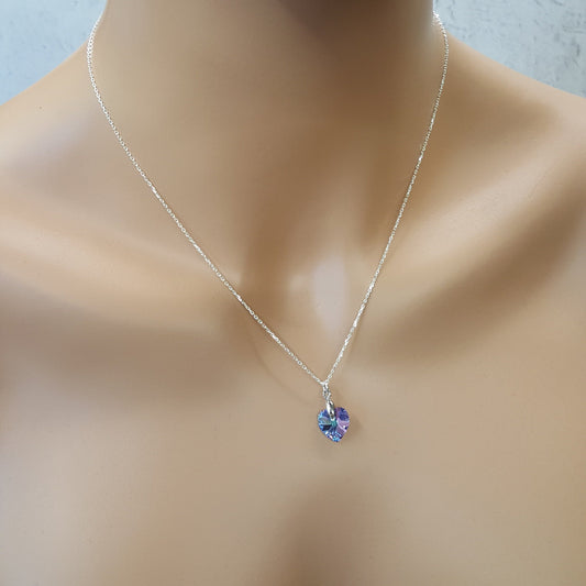 Crystal Heart Pendant Necklace - Sterling Silver, Austrian Crystal
