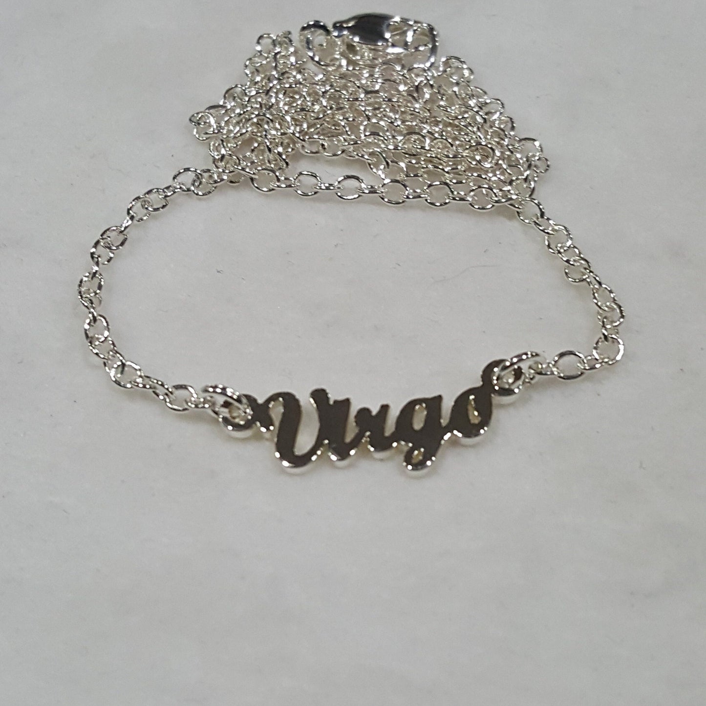 Personalized Zodiac Name Necklace, 18 Inches Long with Silver Finish