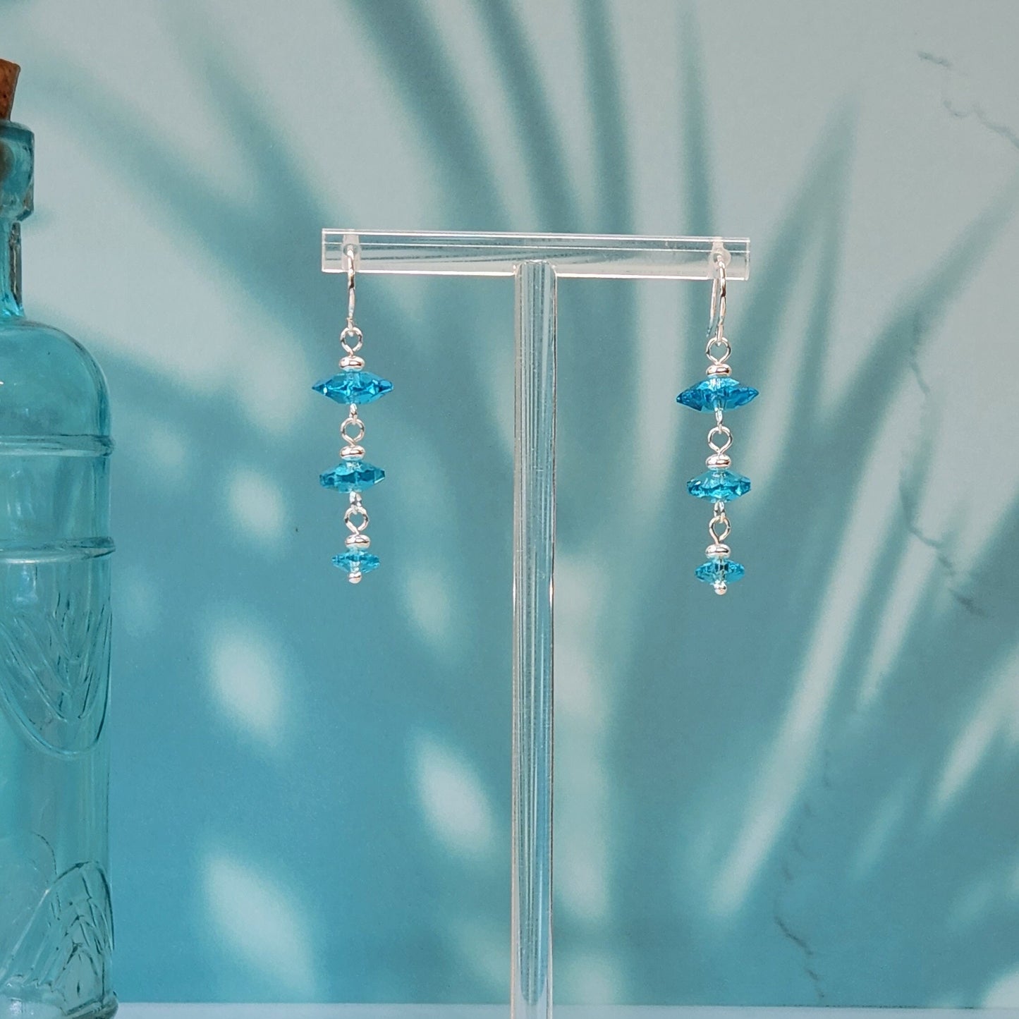 Dainty Crystal Flower Earrings - Dangling Bridal Jewelry