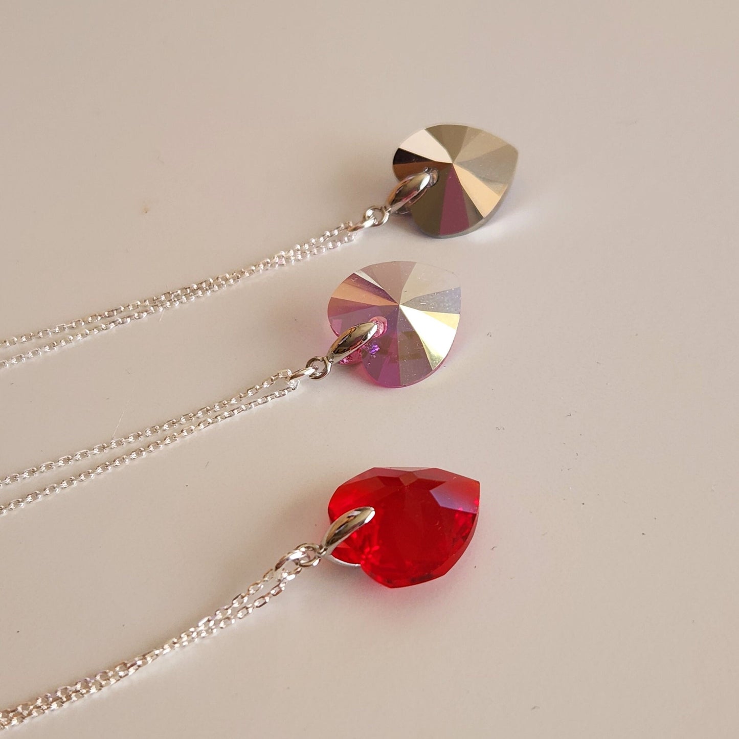 Crystal Heart Pendant - Sterling Silver Necklace, Valentine's Gift