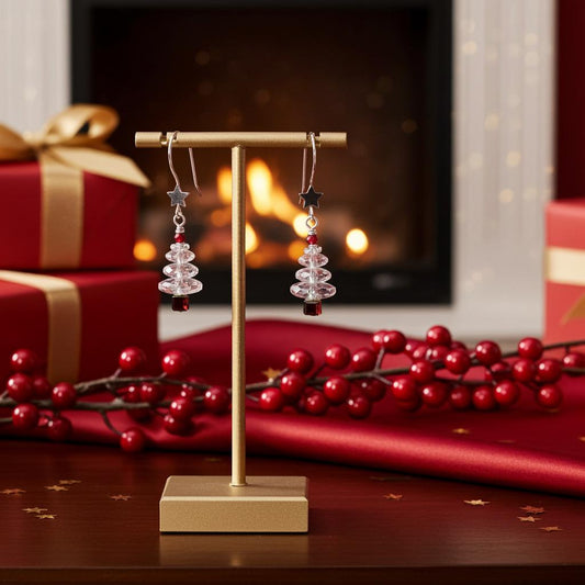 Crystal Christmas Tree Earrings - Holiday Dangle Jewelry