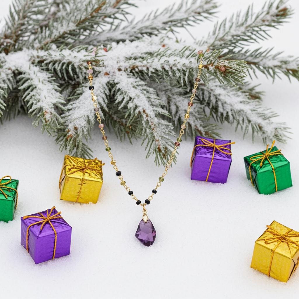 Gold Tourmaline Necklace - Austrian Crystal Gemstone Pendant