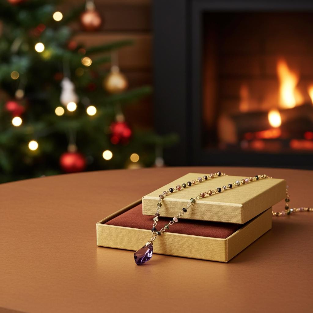 Gold Tourmaline Necklace - Austrian Crystal Gemstone Pendant