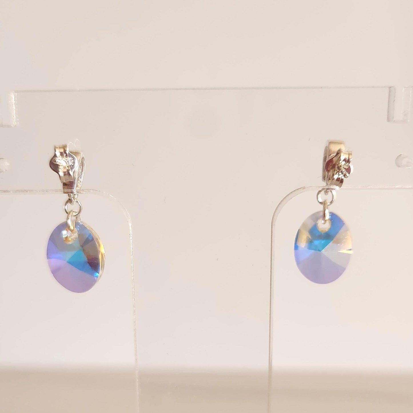 Small Crystal AB Post Earrings - Dainty Dangle Sparkle Studs