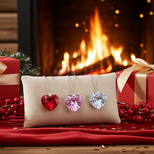 Crystal Heart Pendant - Sterling Silver Necklace, Valentine's Gift
