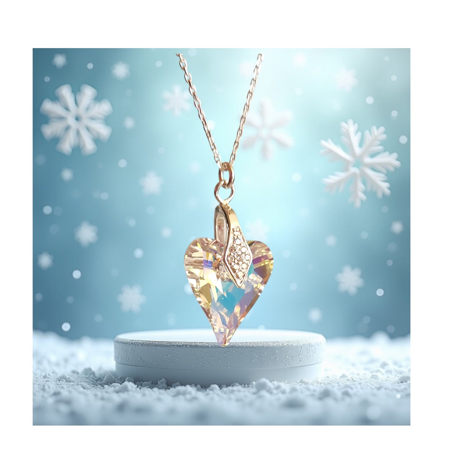 Crystal Heart Pendant Necklace - Elegant Bridal Gift Jewelry