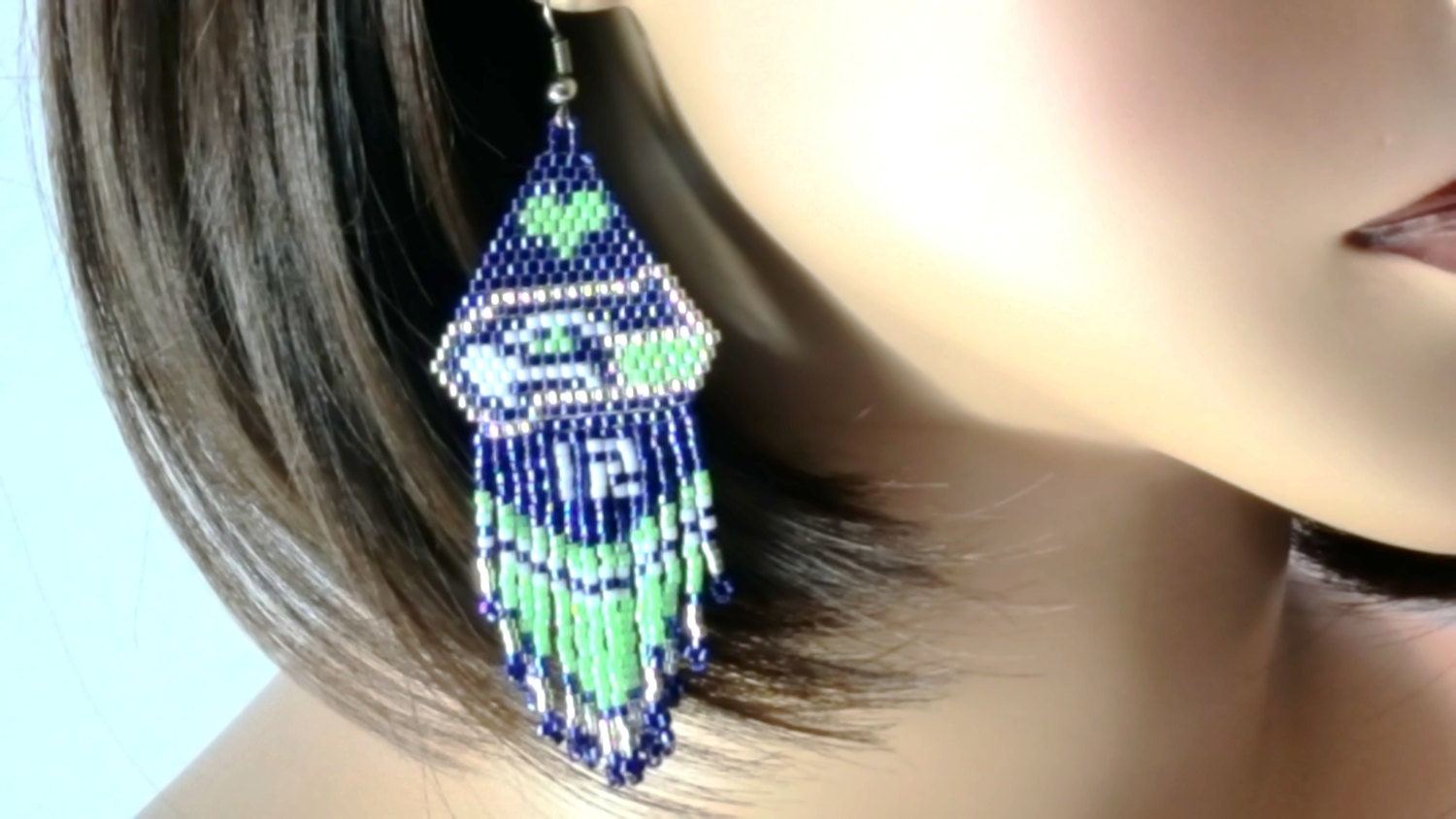 Beaded Seattle Football Earrings