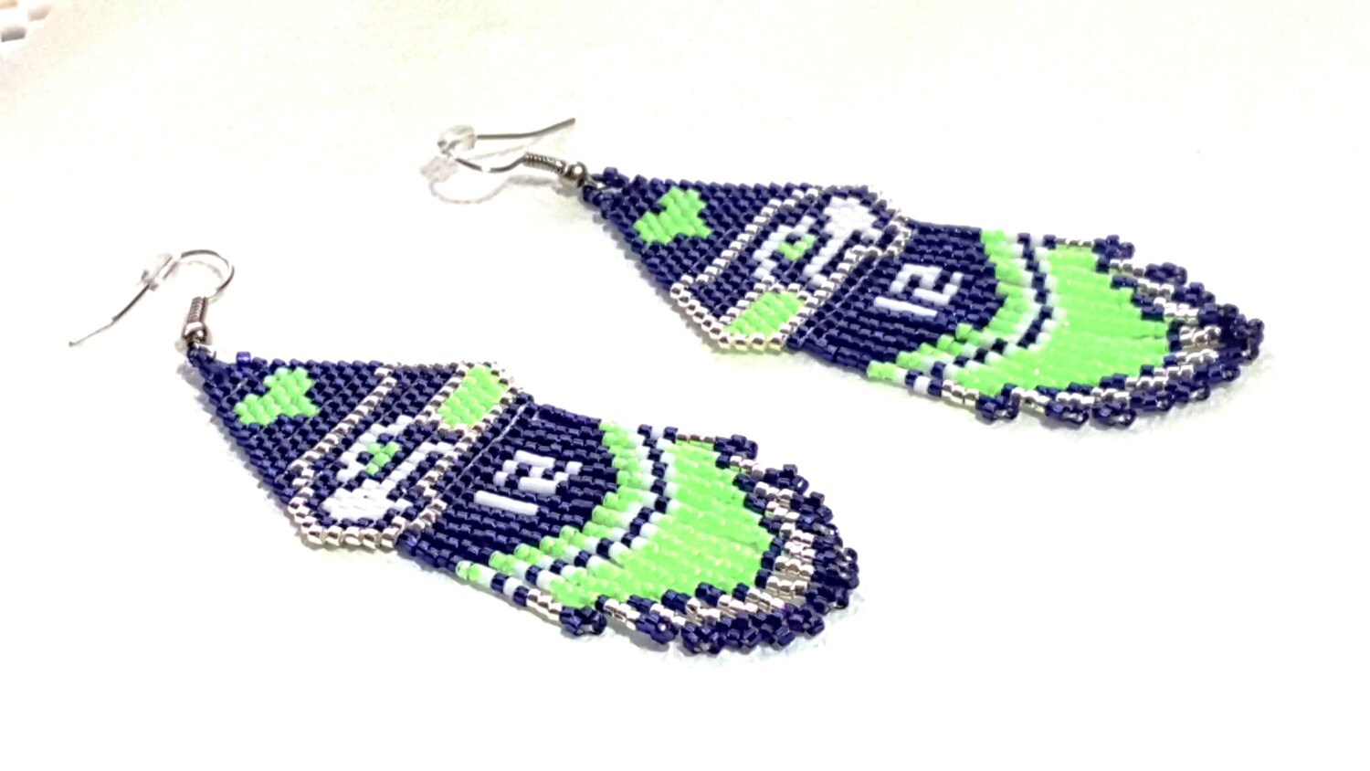 Beaded Seattle Football Earrings