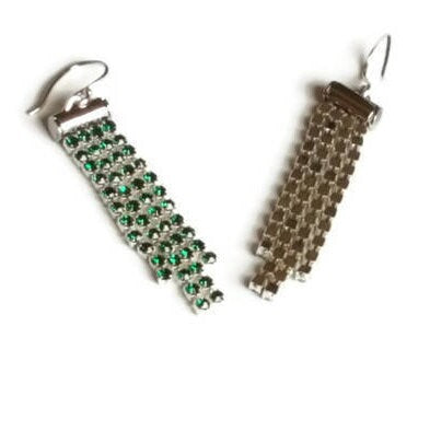 Green Crystal Rhinestone Waterfall Earrings