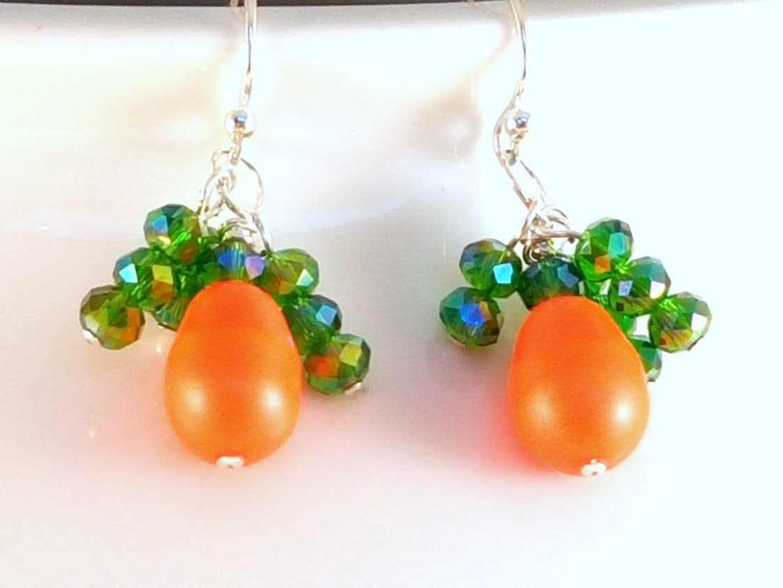 Pumpkin Earrings - Crystal Halloween Jewelry