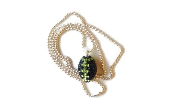 Seahawks Football Pendant - Montana Blue & Peridot Green Necklace