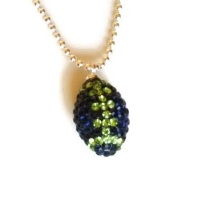 Seahawks Football Pendant - Montana Blue & Peridot Green Necklace