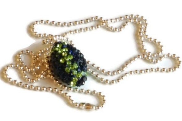 Seahawks Football Pendant - Montana Blue & Peridot Green Necklace