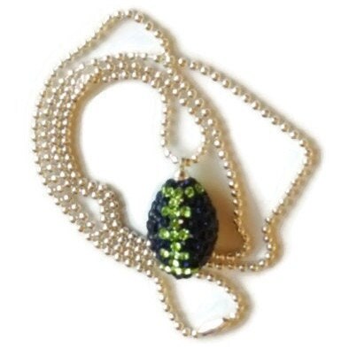 Seahawks Football Pendant - Montana Blue & Peridot Green Necklace