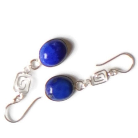 Lapis Lazuli Sterling Silver Drop Earrings - Natural Gemstone