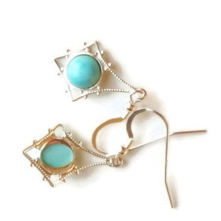 Imperial Crown Turquoise Earrings - Sterling Silver Drop Earrings