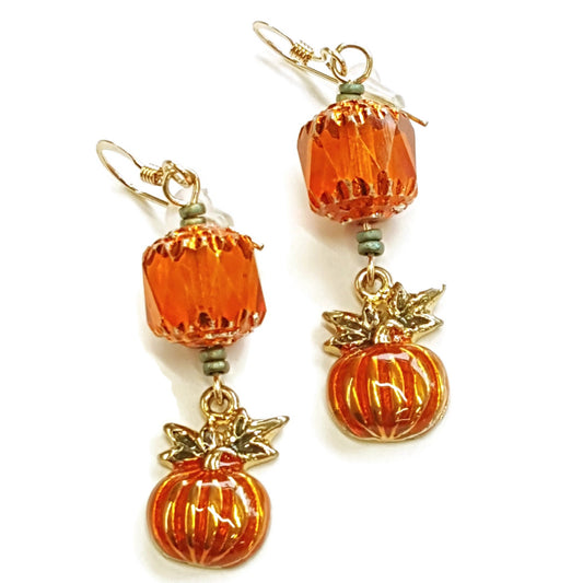 Fall Pumpkin Drop Earrings