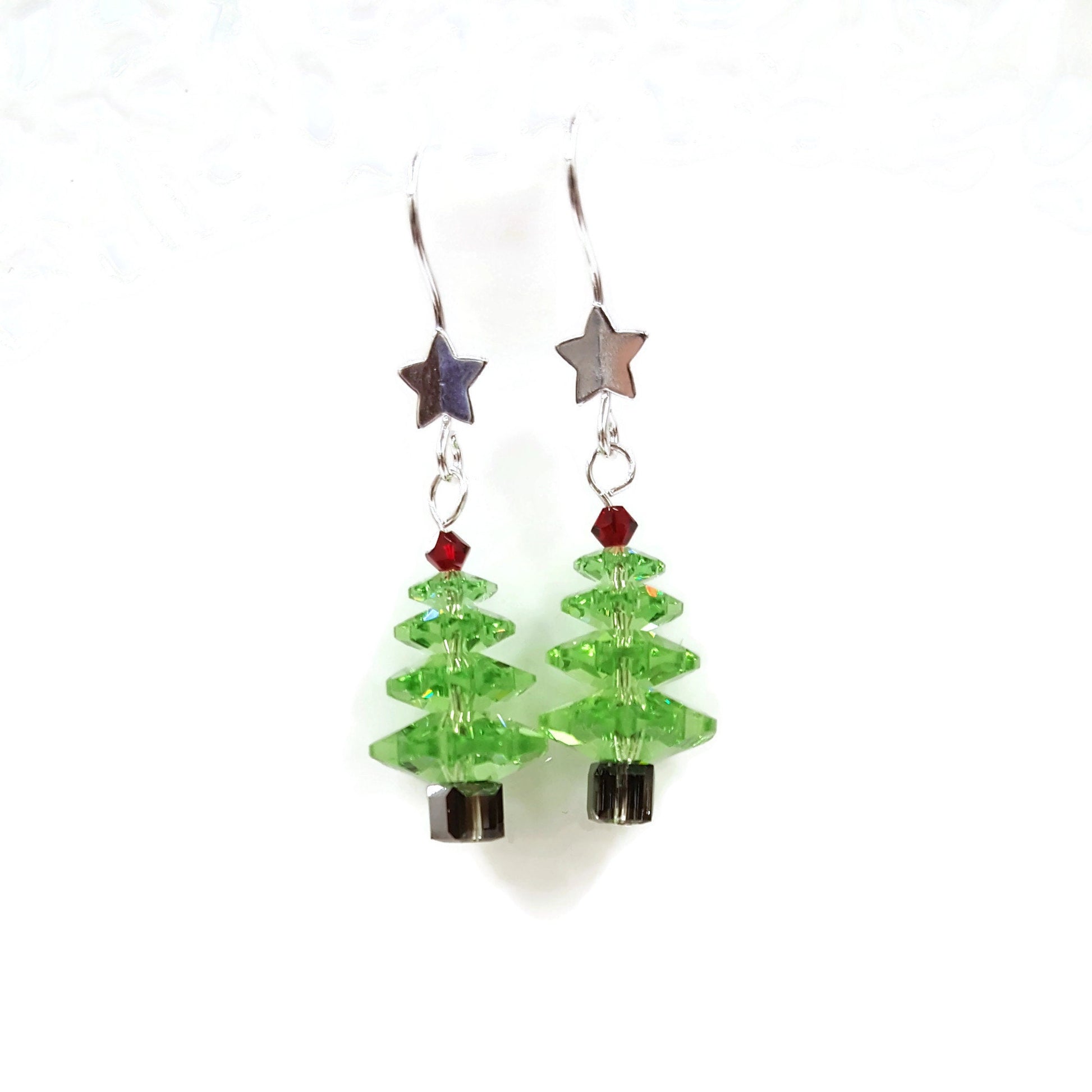 Crystal Christmas Tree Earrings - Holiday Dangle Jewelry