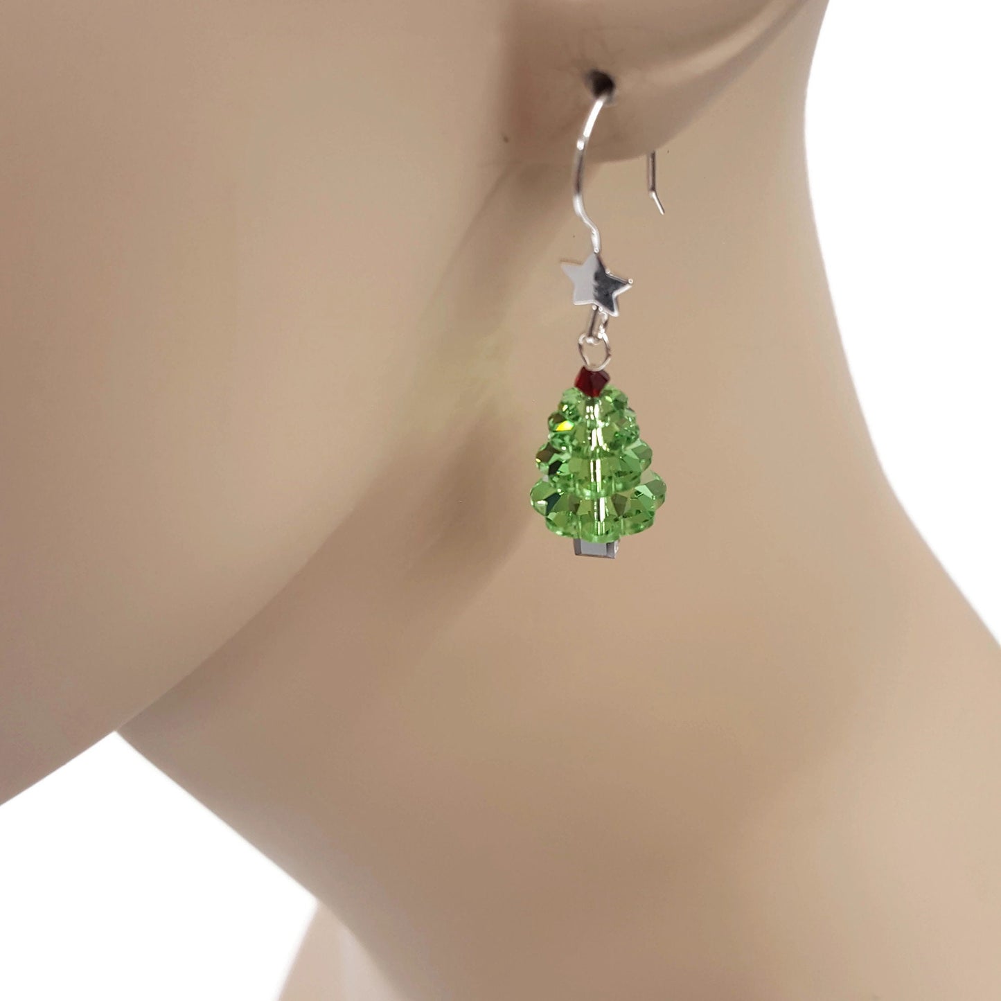Crystal Christmas Tree Earrings - Holiday Dangle Jewelry