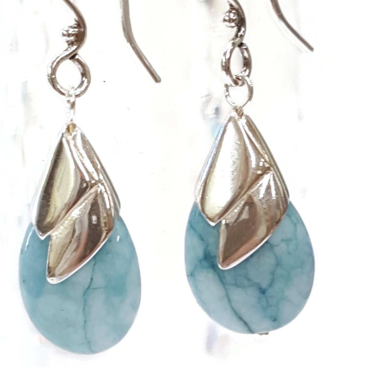 Larimar Teardrop Earrings - Sterling Silver, Handmade Gemstone Jewelry