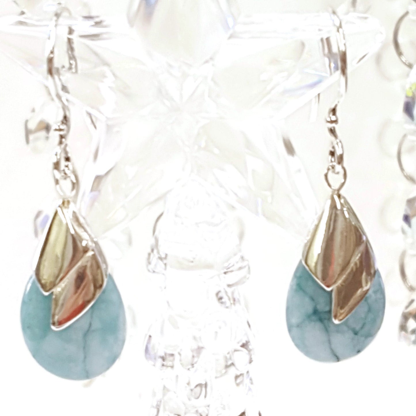 Larimar Teardrop Earrings - Sterling Silver, Handmade Gemstone Jewelry