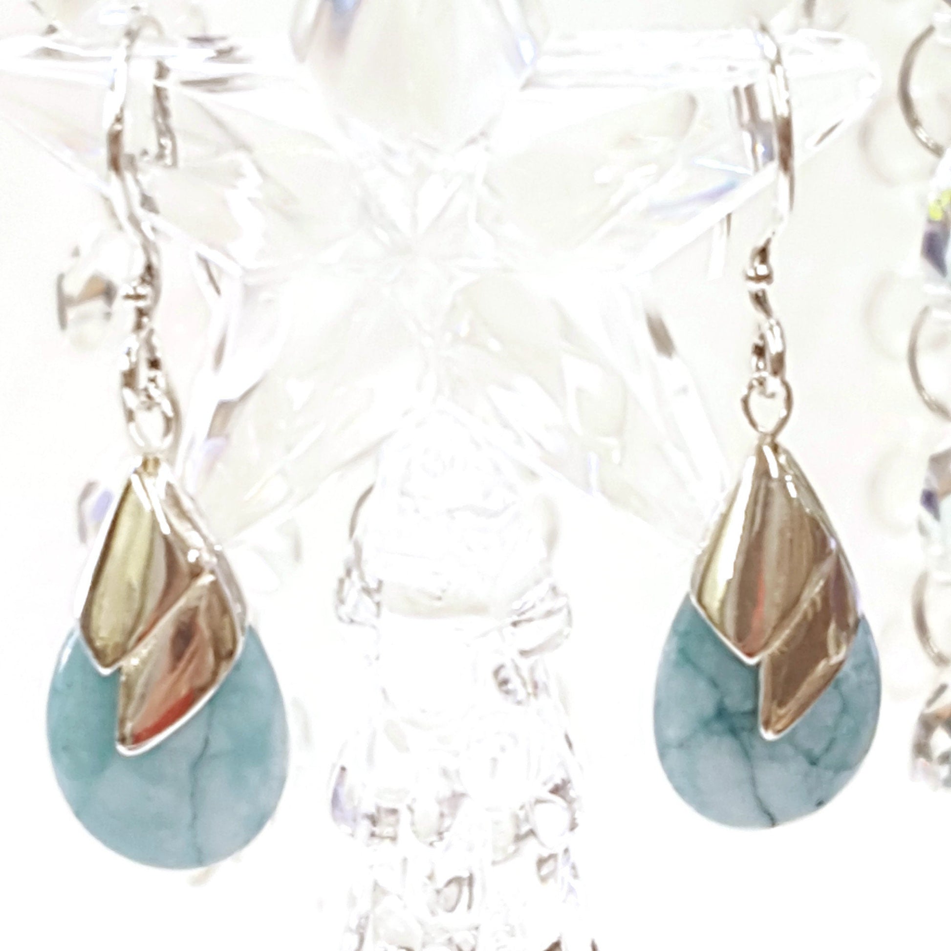 Larimar Teardrop Earrings - Sterling Silver, Handmade Gemstone Jewelry