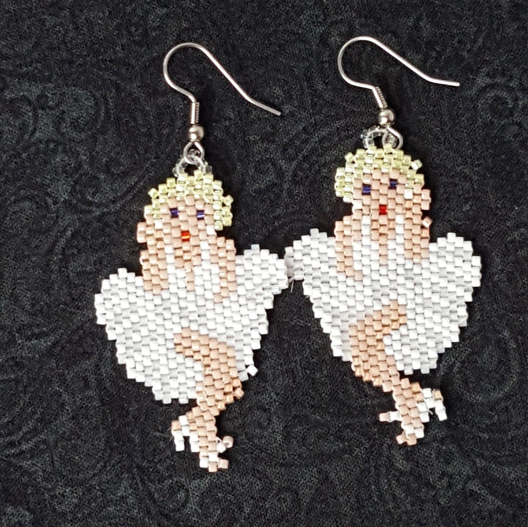 Beaded Earrings - Marilyn Monroe Earrings - Seed Bead Earrings - Gift For Her - Marilyn Earrings - Monroe Earrings - Retro - Handmade - Drop