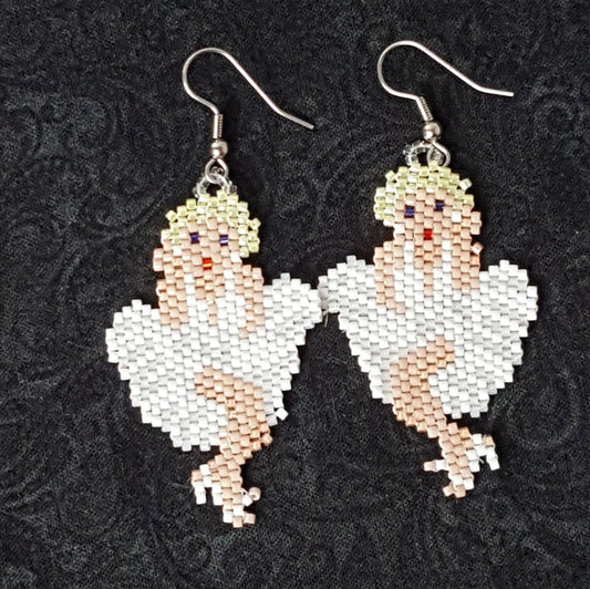 Beaded Earrings - Marilyn Monroe Earrings - Seed Bead Earrings - Gift For Her - Marilyn Earrings - Monroe Earrings - Retro - Handmade - Drop