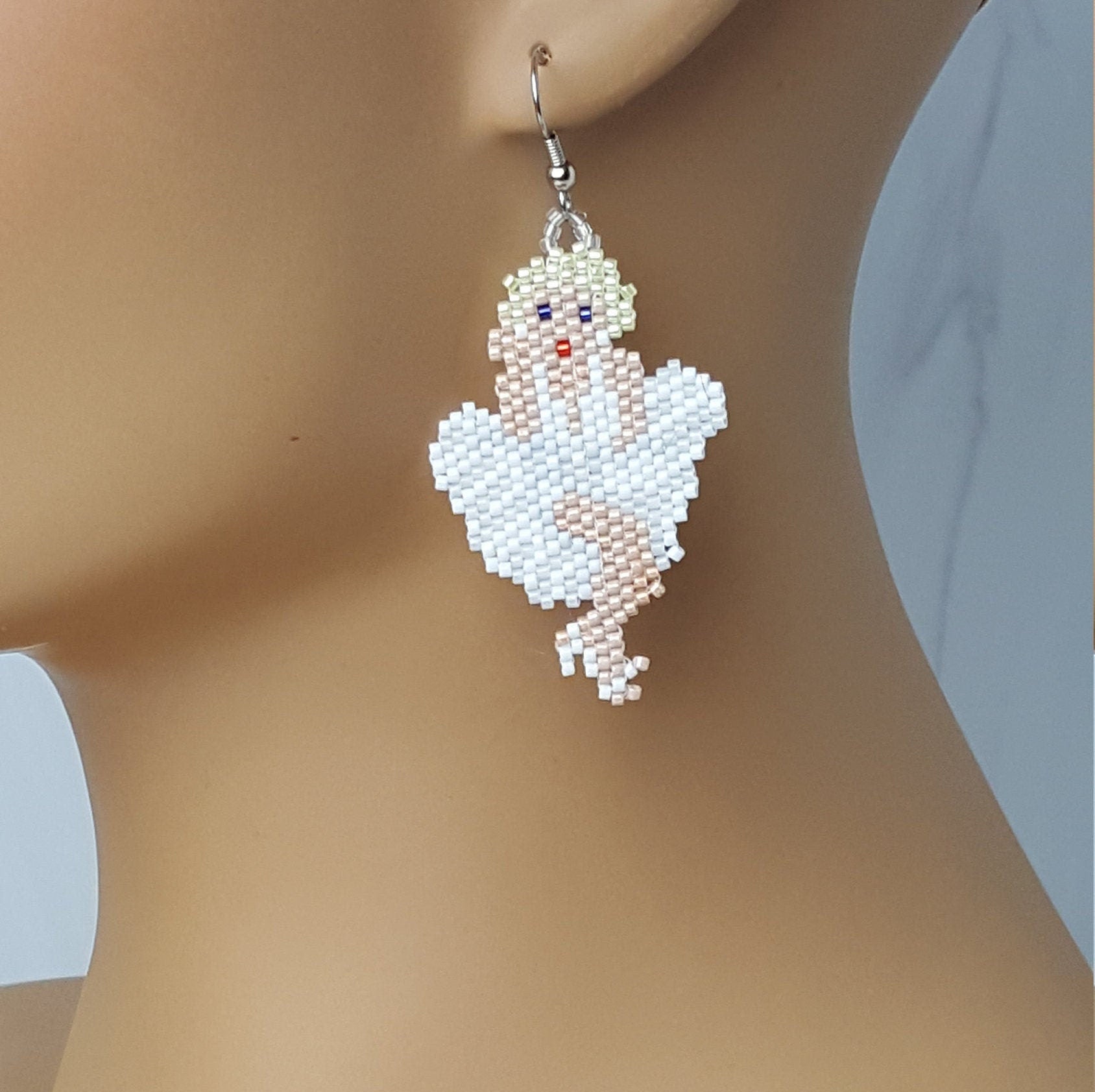 Beaded Earrings - Marilyn Monroe Earrings - Seed Bead Earrings - Gift For Her - Marilyn Earrings - Monroe Earrings - Retro - Handmade - Drop