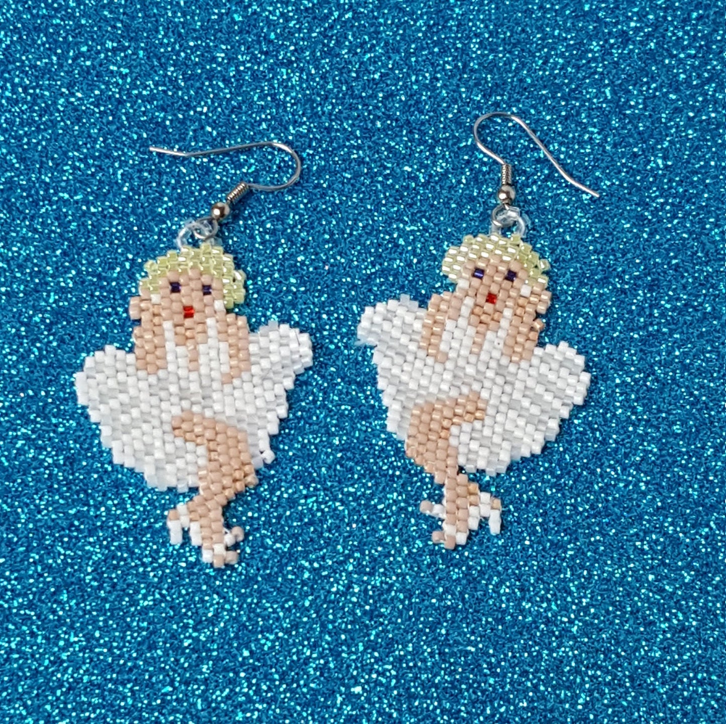 Beaded Earrings - Marilyn Monroe Earrings - Seed Bead Earrings - Gift For Her - Marilyn Earrings - Monroe Earrings - Retro - Handmade - Drop