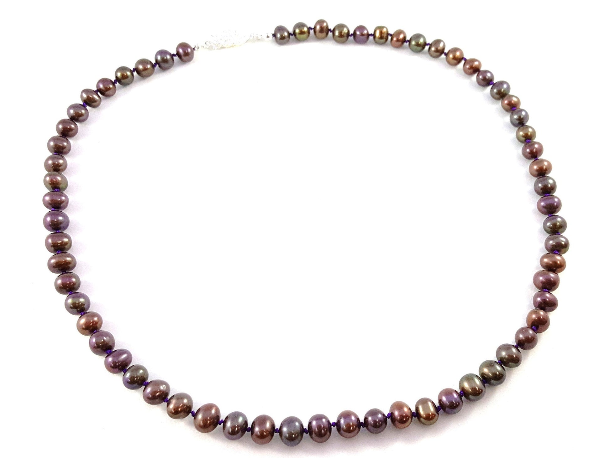 Peacock Freshwater Pearl Necklace - Iridescent Single Strand, 18 Inch