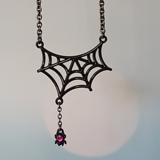 Spooky Spiderweb Pendant Necklace