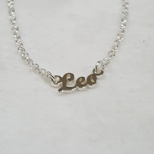 Personalized Zodiac Name Necklace, 18 Inches Long with Silver Finish