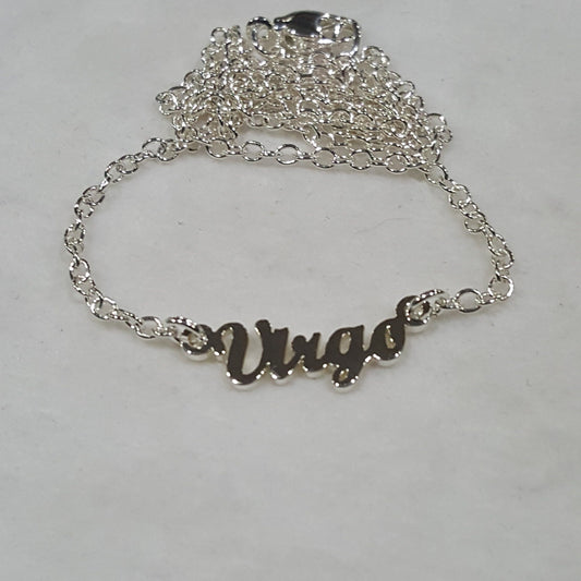 Personalized Zodiac Name Necklace, 18 Inches Long with Silver Finish
