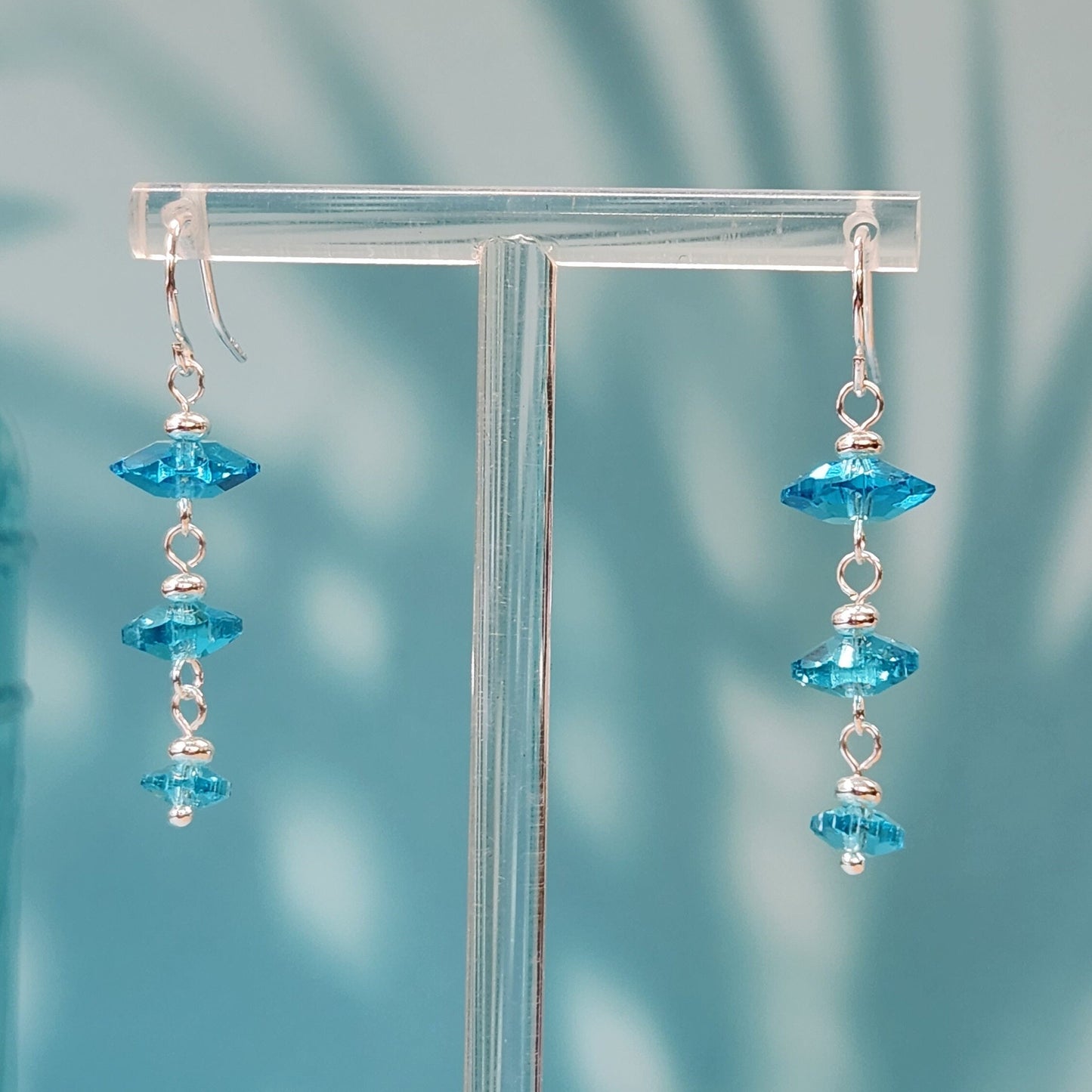 Dainty Crystal Flower Earrings - Dangling Bridal Jewelry