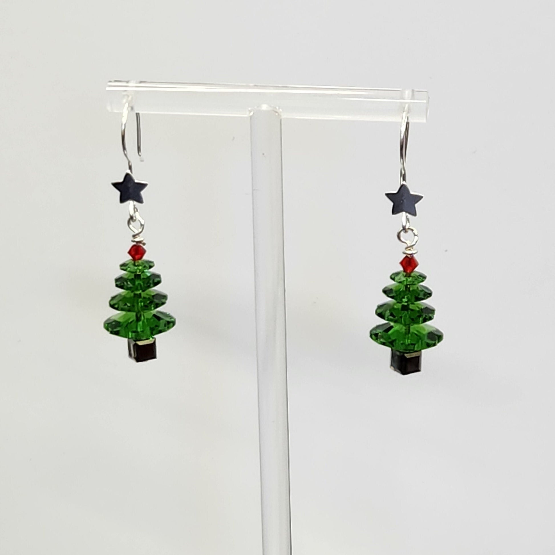 Crystal Christmas Tree Earrings - Holiday Dangle Jewelry