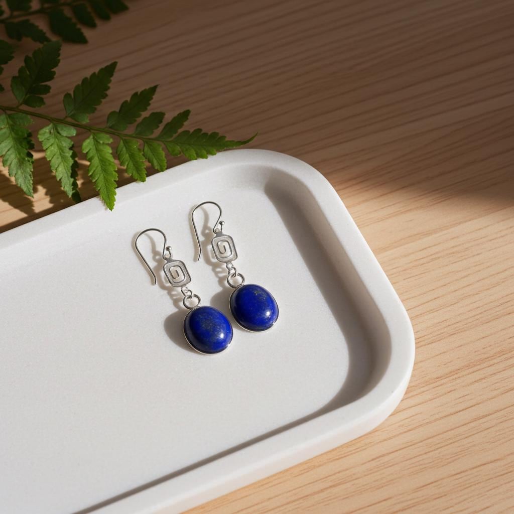 Lapis Lazuli Sterling Silver Drop Earrings - Natural Gemstone